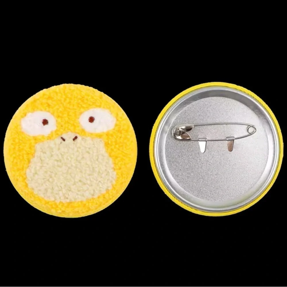 3/$33 Pokemon Character Psyduck Fuzzy Texture Embroidered Button Pin Brooch